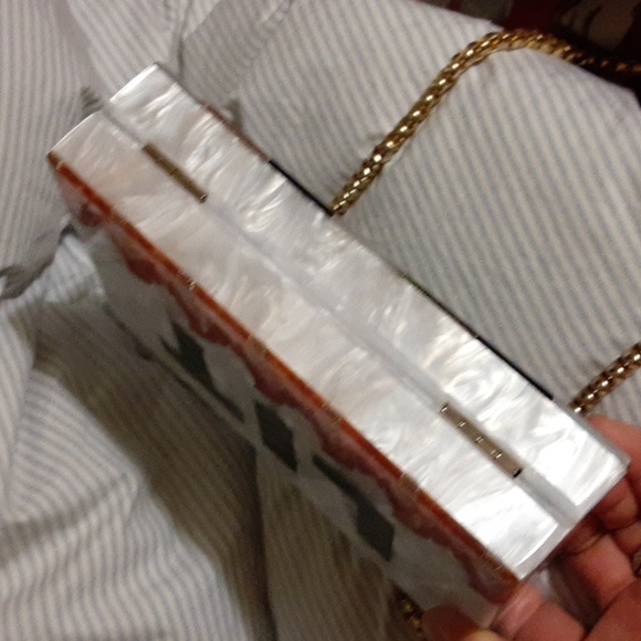 NWOT Artist Elizabeth Sutton Lucite Acrylic Collection Clutch" Lit"/ 7" W - Picture 4 of 10